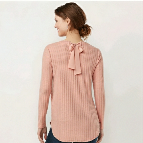 NWT LC Lauren Conrad ribbed pink tunic top - Picture 2 of 4